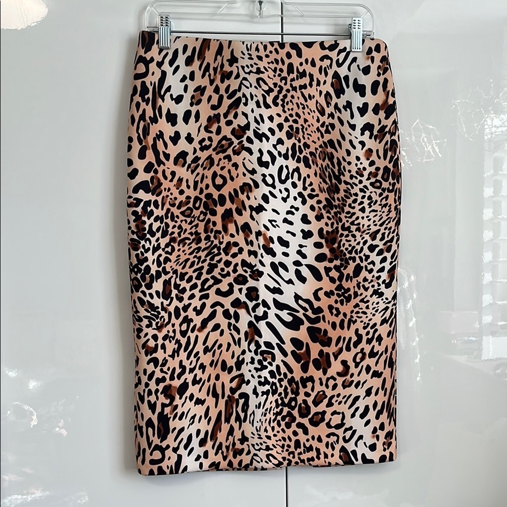 ECI NWOT Brown Cream Animal Midi Skirt stretch, Size M